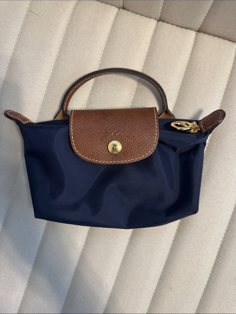 Longchamp Le Pliage Small Navy Top-Handle Tote